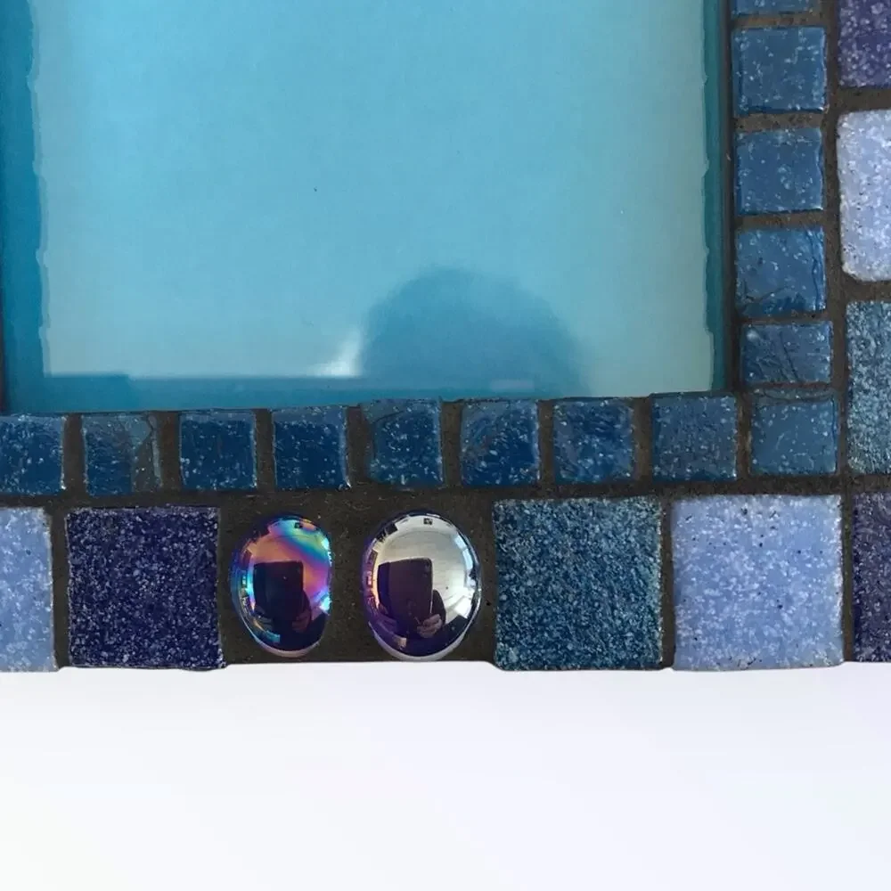 Mosaic Tile Blue & Teal Photo Frame Glass Fits 4 X 6 Picture